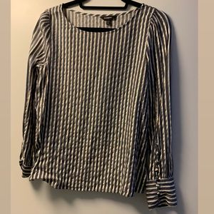 Blue gold & white stripe blouse